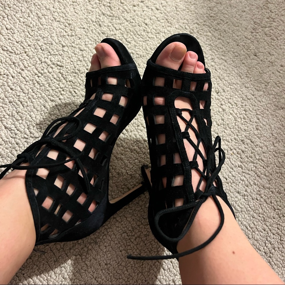 Black suede heels